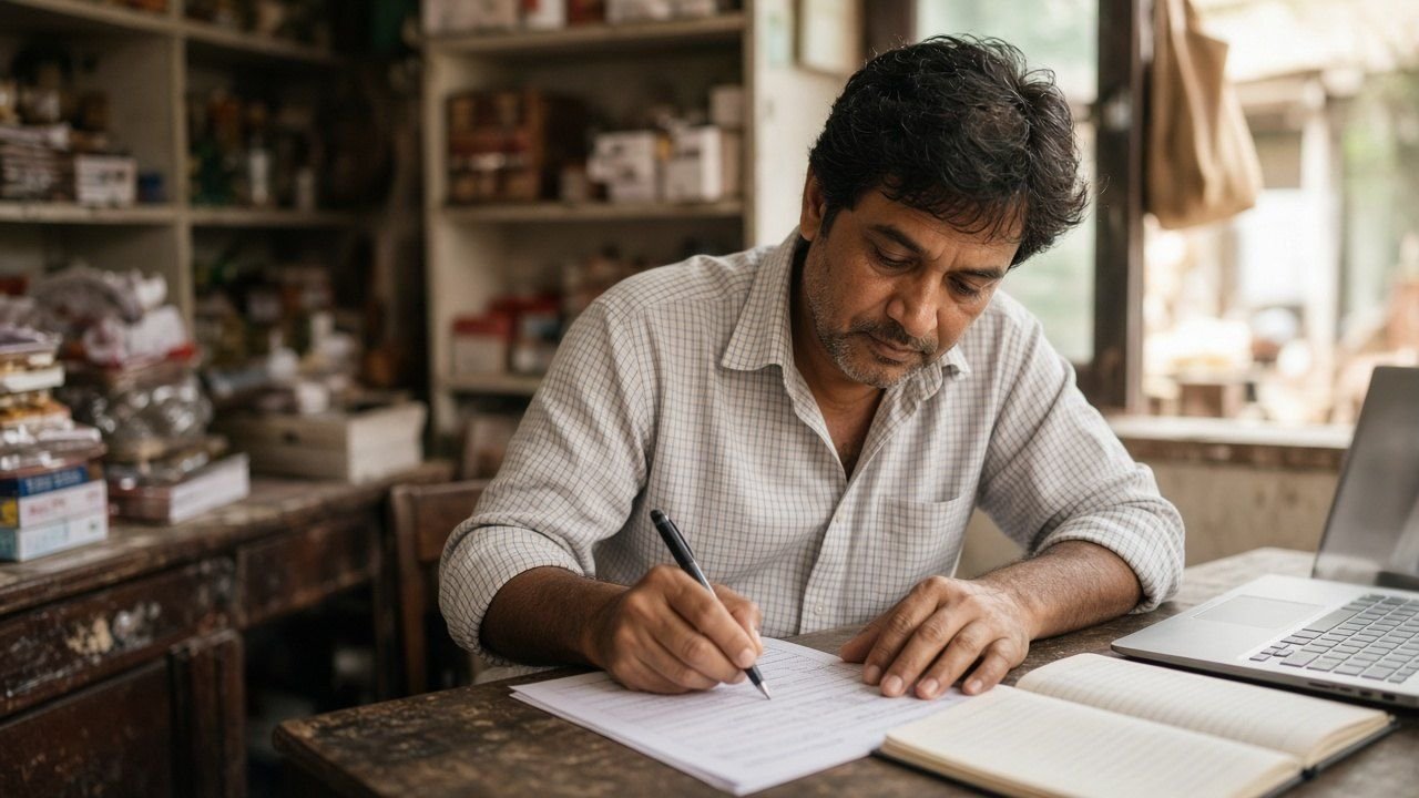 A small-business owner reviewing a customer data checklist