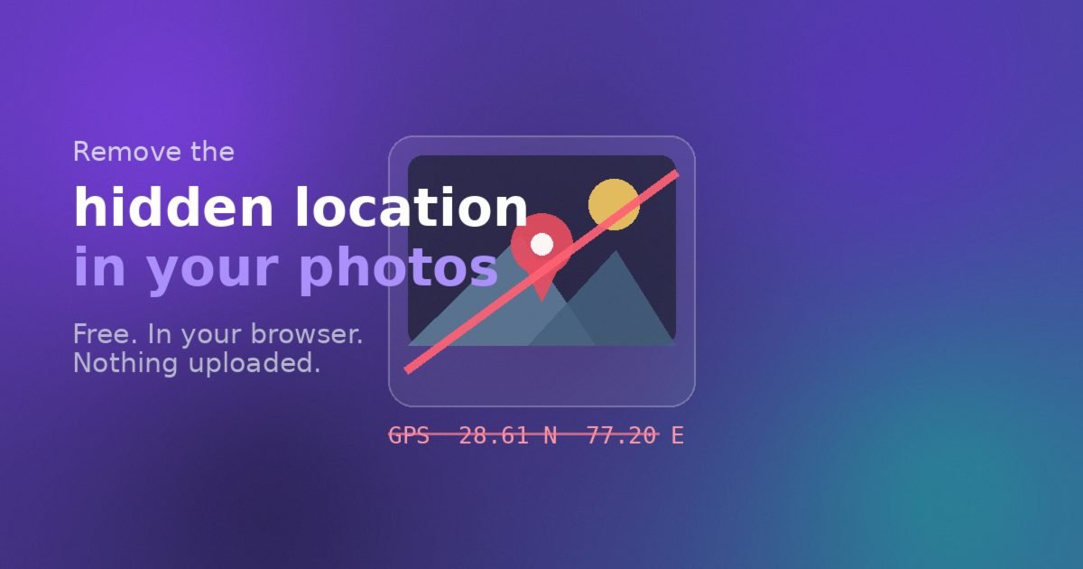 Your photos know where you live. Strip it out before you post.
