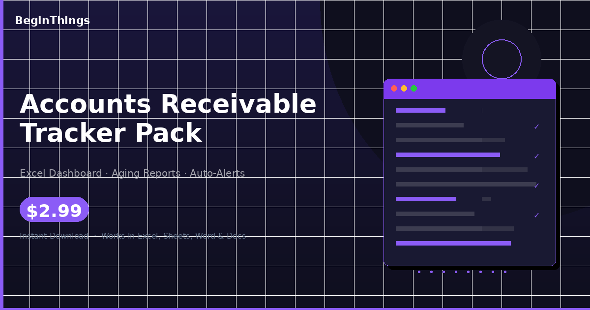 Accounts Receivable Tracker Pack: Excel Dashboard, Aging Reports