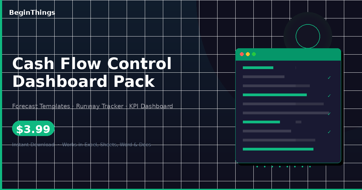 Cash Flow Control Dashboard Pack: Forecast Templates, KPI Dashboard