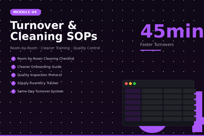 Airbnb turnover and cleaning SOPs - room-by-room checklists, cleaner training
