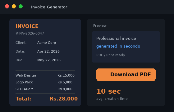 Invoice generator tool preview